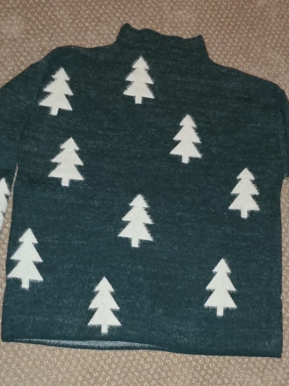 Rachel Zoe Green Tree Pattern Crewneck Sweater